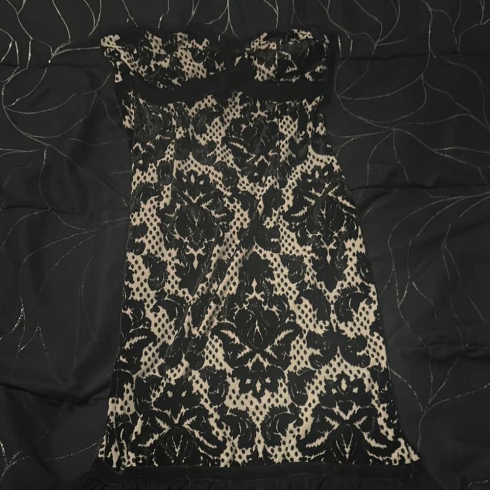 Elegant Black and Cream Lace Dress